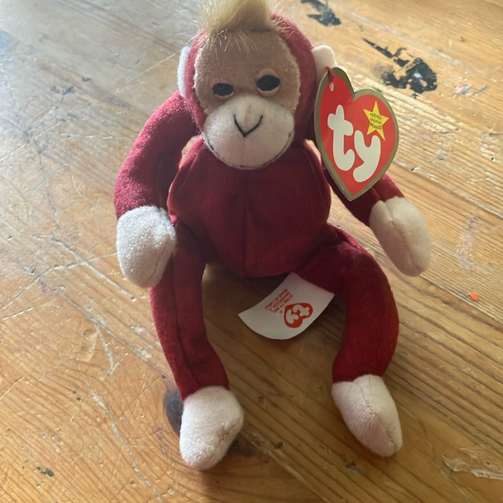 Ty Plush Red Monkey with Cream Accents
